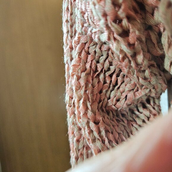 Maurices Sweater Tunic Womens XL  Pink Tan Ribbon loose knit Layer Hippie boho - Picture 4 of 9